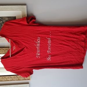 Inspiring Red Graphic Tee "Nevertheless She Persisted"